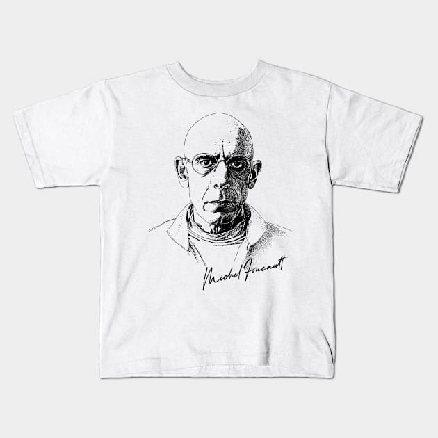 Michel Foucault - Retro Design Kids T-Shirt by DankFutura
